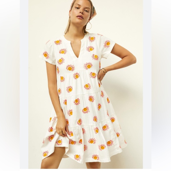 Anthropologie Maeve Embroidered Linen Dress - Picture 1 of 13